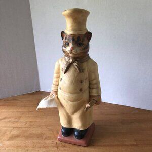 Porcelain Chef Cat w/ Rolling Pin Figurine 15" Tall Rare